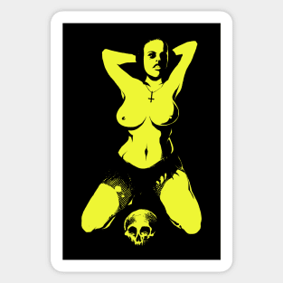 Sexy lady and skull (yellow version) Sticker